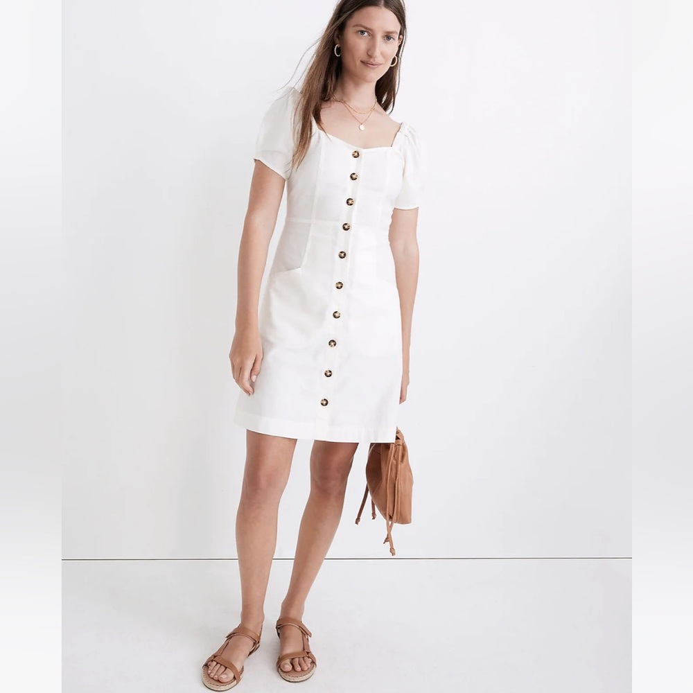 Madewell Ivory Button-Down Mini Dress